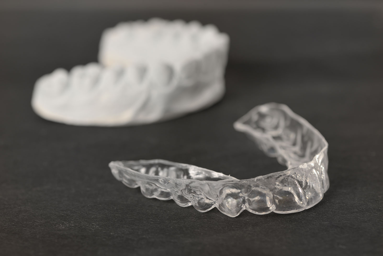 Close up of clear aligners