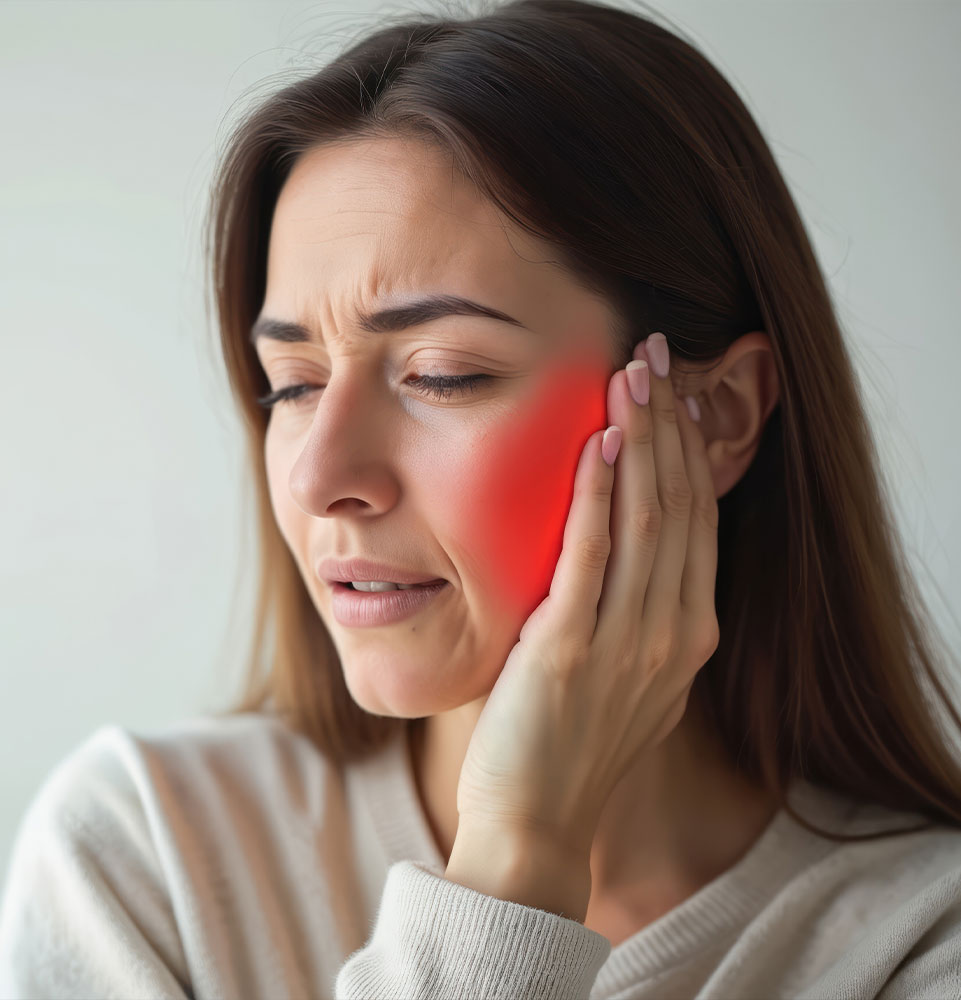 young female experiencing mouth pain
